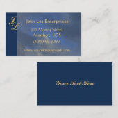 Goldmonogramm-blauer Himmel-elegante Visitenkarte (Vorne/Hinten)