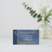 Goldmonogramm-blauer Himmel-elegante Visitenkarte (Stehend Vorderseite)
