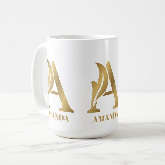 Goldmonogramm-Brief A individuelle Name Kaffeetasse (Vorderseite Links)