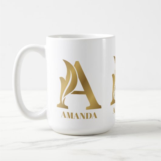 Goldmonogramm-Brief A individuelle Name Kaffeetasse (Links)