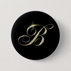 Goldmonogramm Buchstabe B Button