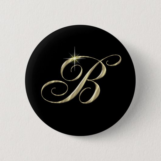 Goldmonogramm Buchstabe B Button (Vorderseite)