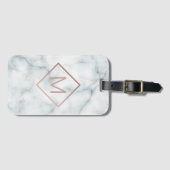 Goldmonogramm der modernen Rose aus weißem Stein Gepäckanhänger (Vorderseite (Horizontal))