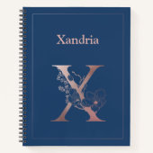 Goldmonogramm der personalisierten Rose, Initial X Notizblock (Vorderseite)