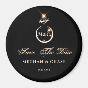Goldmonogramm-Diamantring-Hochzeit speichert das D Magnet