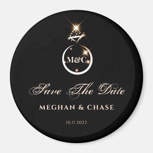 Goldmonogramm-Diamantring-Hochzeit speichert das D Magnet (Vorne)