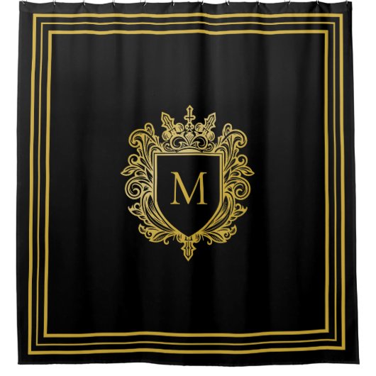 Goldmonogramm-Duschvorhang Duschvorhang (Vorderseite)