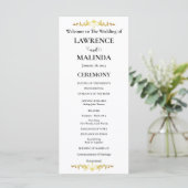 Goldmonogramm Einfaches Elegantes Hochzeitsprogram (Stehend Vorderseite)