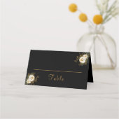 Goldmonogramm für die erste Hochzeit mit schwarzem Platzkarte (Rückseite)