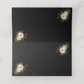 Goldmonogramm für die erste Hochzeit mit schwarzem Platzkarte (Innenseite Aufgefaltet)