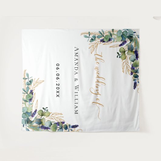 Goldmonogramm für Eukalyptus Wandteppich (Vorderseite (Horizontal))