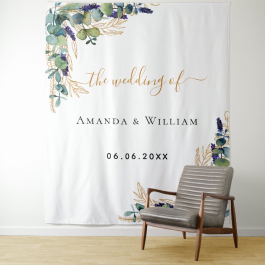 Goldmonogramm für Eukalyptus Wandteppich (Beispiel)