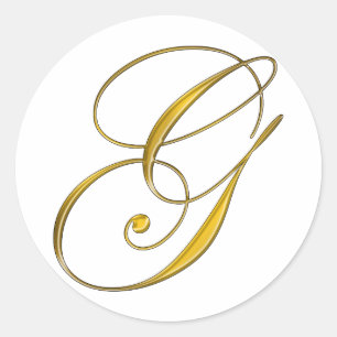 Goldmonogramm-G-Briefumschlag-Siegel-Aufkleber Runder Aufkleber