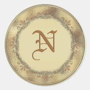 Goldmonogramm-Gastgeschenk Hochzeits-Umschlag Runder Aufkleber