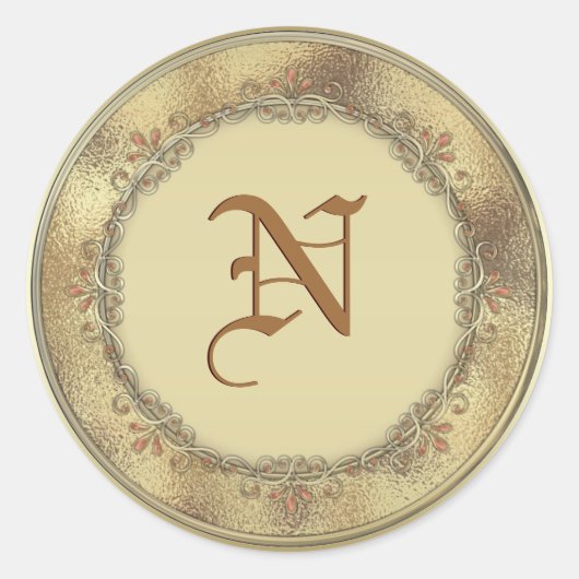 Goldmonogramm-Gastgeschenk Hochzeits-Umschlag Runder Aufkleber (Vorderseite)
