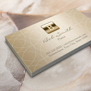 Goldmonogramm-Geo-Muster-Pastor Visitenkarte