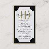 Goldmonogramm/-grenze des Rechtsanwalts-W/B Visitenkarte (Rückseite)