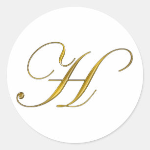 Goldmonogramm H-Umschlagssiegel Aufkleber