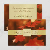 Goldmonogramm Herbstleaf-UAWG Einladung (Vorne/Hinten)