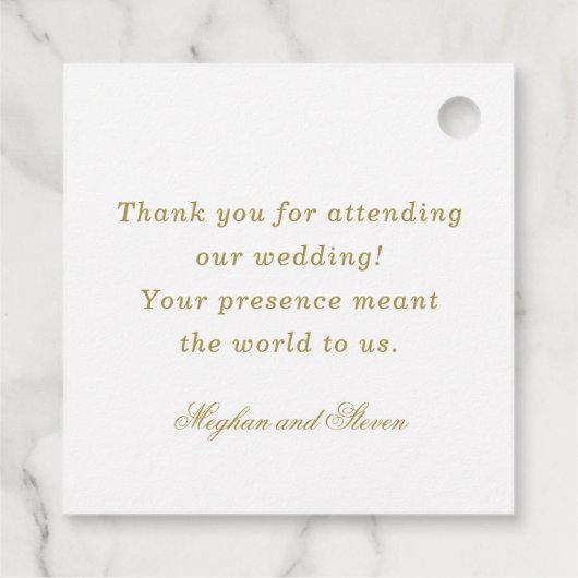 Goldmonogramm-Hochzeit Geschenkanhänger (Rückseite)