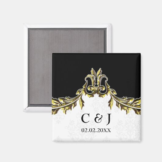 Goldmonogramm-Hochzeit speichern Sie die Dattelmag Magnet (Vorderseite/Rückseite)