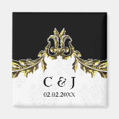 Goldmonogramm-Hochzeit speichern Sie die Dattelmag Magnet (Vorne)