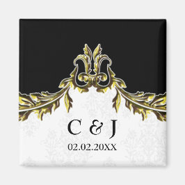 Goldmonogramm-Hochzeit speichern Sie die Dattelmag Magnet