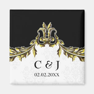 Goldmonogramm-Hochzeit speichern Sie die Dattelmag Magnet