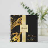 Goldmonogramm-Hochzeits-Einladung Einladung (Stehend Vorderseite)