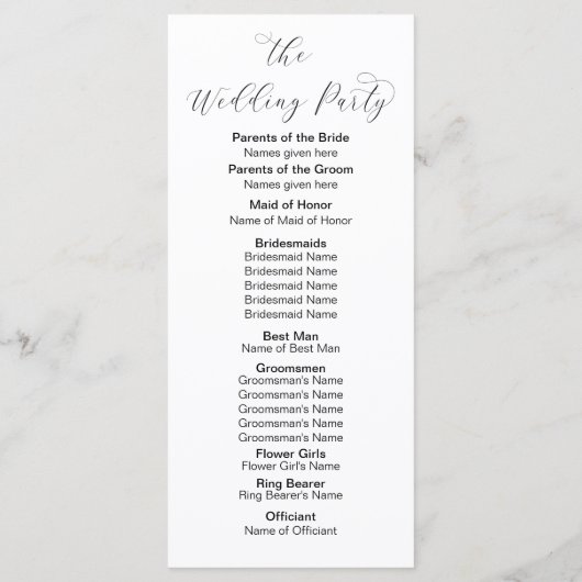 Goldmonogramm-Initial Minimal Hochzeitsprogramm Programm (Rückseite)