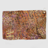 Goldmonogramm-Initial und Name auf Leopardenhaut Golfhandtuch (Horizontal)