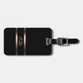 Goldmonogramm-Initialen der schwarzen Rose Gepäckanhänger (Vorderseite horizontal)