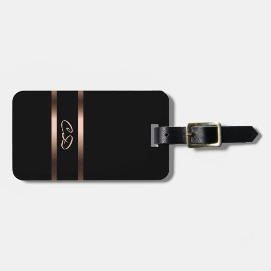 Goldmonogramm-Initialen der schwarzen Rose Gepäckanhänger (Vorderseite horizontal)