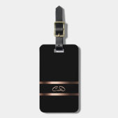 Goldmonogramm-Initialen der schwarzen Rose Gepäckanhänger (Vorderseite vertikal)