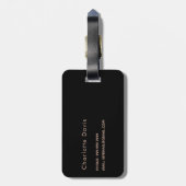 Goldmonogramm-Initialen der schwarzen Rose Gepäckanhänger (Rückseite vertikal)