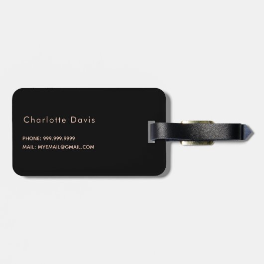 Goldmonogramm-Initialen der schwarzen Rose Gepäckanhänger (Rückseite horizontal)