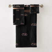 Goldmonogramm-Initialname der schwarzen Rose Badhandtuch Set (Insitu)