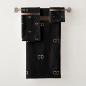 Goldmonogramm-Initialname der schwarzen Rose Badhandtuch Set (Insitu)
