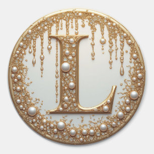 Goldmonogramm L Verzierte Buchstabe Geschenk Runder Aufkleber