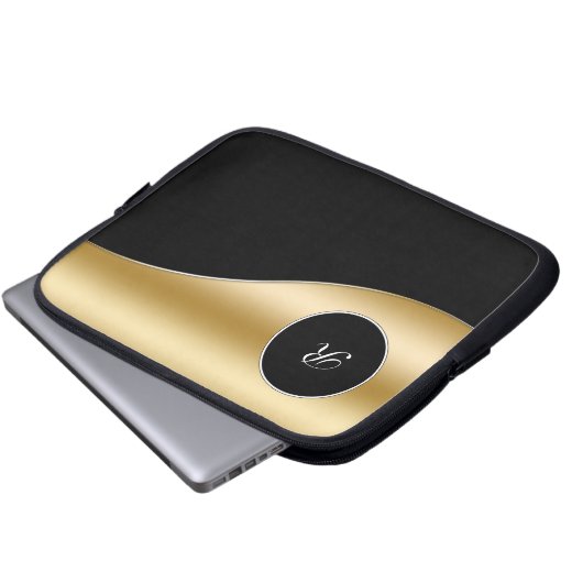 Goldmonogramm-Laptop-Kasten Laptopschutzhülle (Vorne Knopf)
