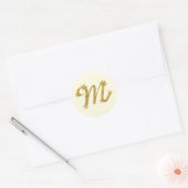 Goldmonogramm-Letter M mit Blumendetails-Creme Runder Aufkleber (Umschlag)