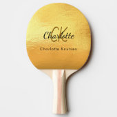 Goldmonogramm-Name glamourös Tischtennis Schläger (Rückseite)