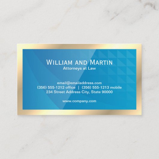 Goldmonogramm | QR-Code | Blue Geometric Visitenkarte (Rückseite)