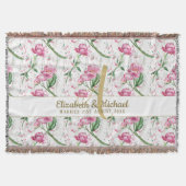 Goldmonogramm Rosa Peonies Grüne Blätter Neu Decke (Vorderseite)