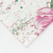 Goldmonogramm Rosa Peonies Grüne Blätter Neu Fleecedecke (Ecke)
