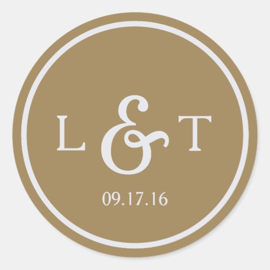 Goldmonogramm Runder Aufkleber (Vorderseite)