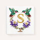 Goldmonogramm S Kolibri Hochzeitsgeschenk Notizblock (Vorderseite)