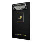 Goldmonogramm-Schwarz-Schablonen-elegantes Mini Klemmbrett (Gewinkelt2)