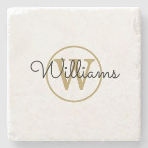 Goldmonogramm Schwarze Schrift Name Steinuntersetz Steinuntersetzer