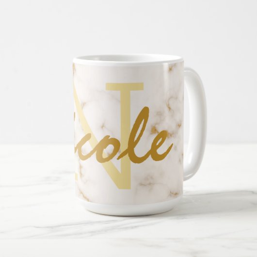 Goldmonogramm und erste kaffeetasse (VorderseiteRechts)